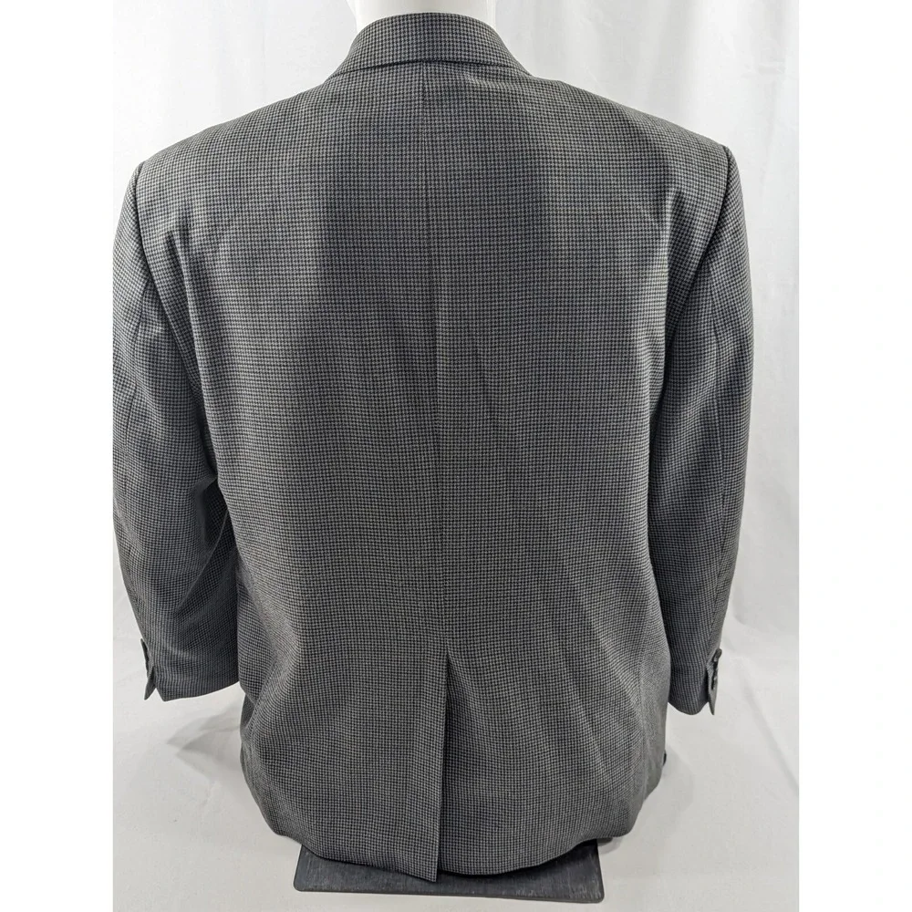 Ralph Lauren Blazer Sports Coat Silk Wool Gray Houndstooth Suit‎ Jacket 42S 46